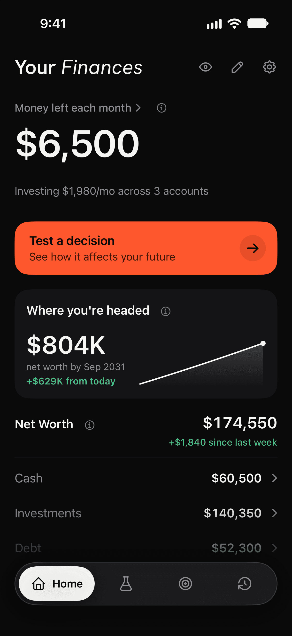 The Visor home screen